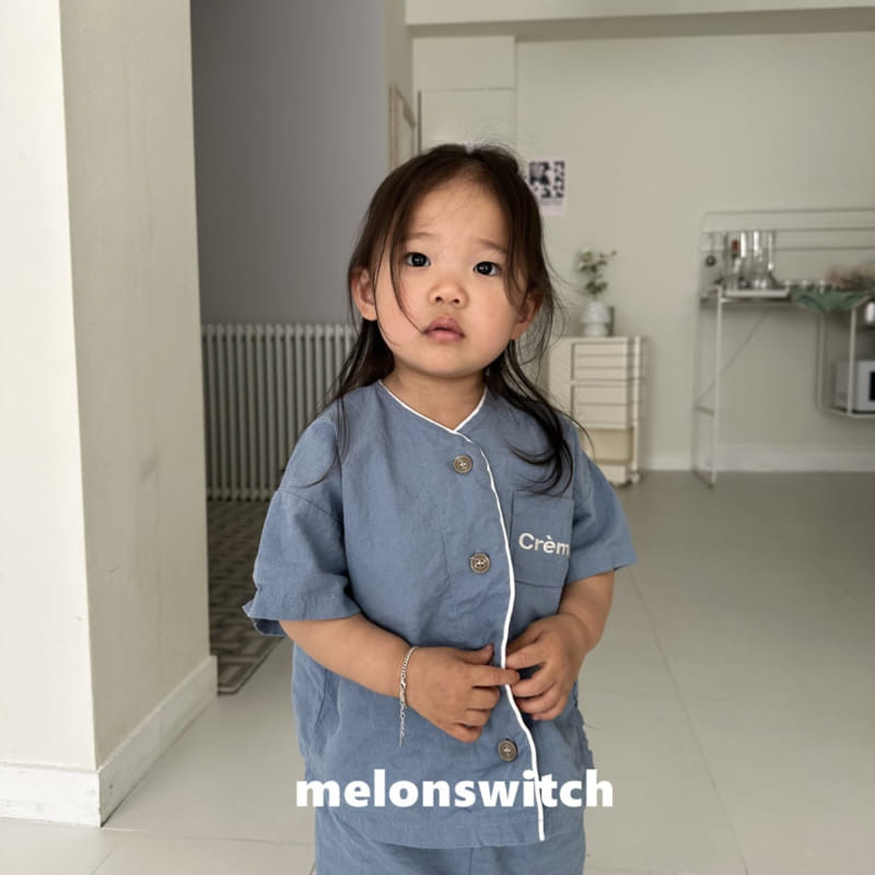 Melon Switch - Korean Children Fashion - #discoveringself - Cream Linen Top Bottom Set - 2