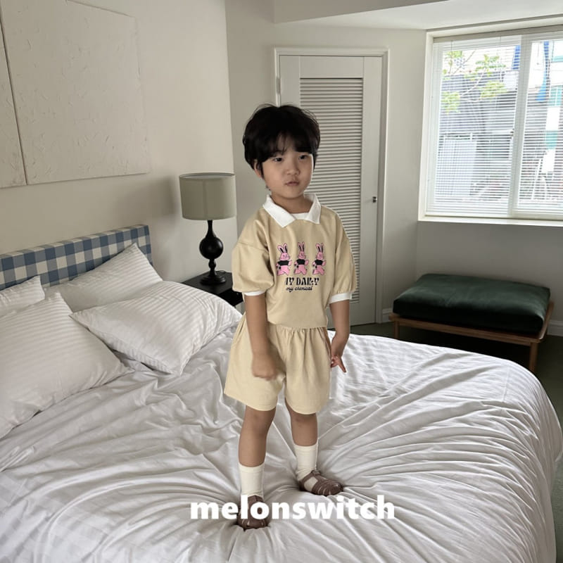 Melon Switch - Korean Children Fashion - #discoveringself - Rabbit Collar Top Bottom Set - 2