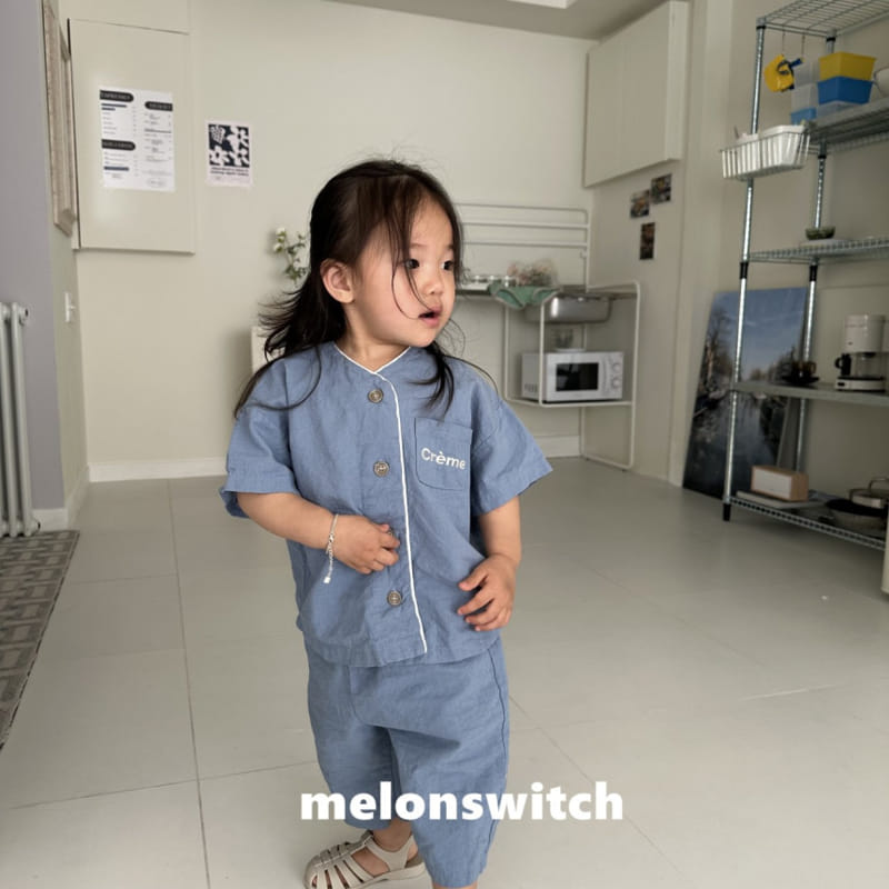 Melon Switch - Korean Children Fashion - #fashionkids - Cream Linen Top Bottom Set - 3