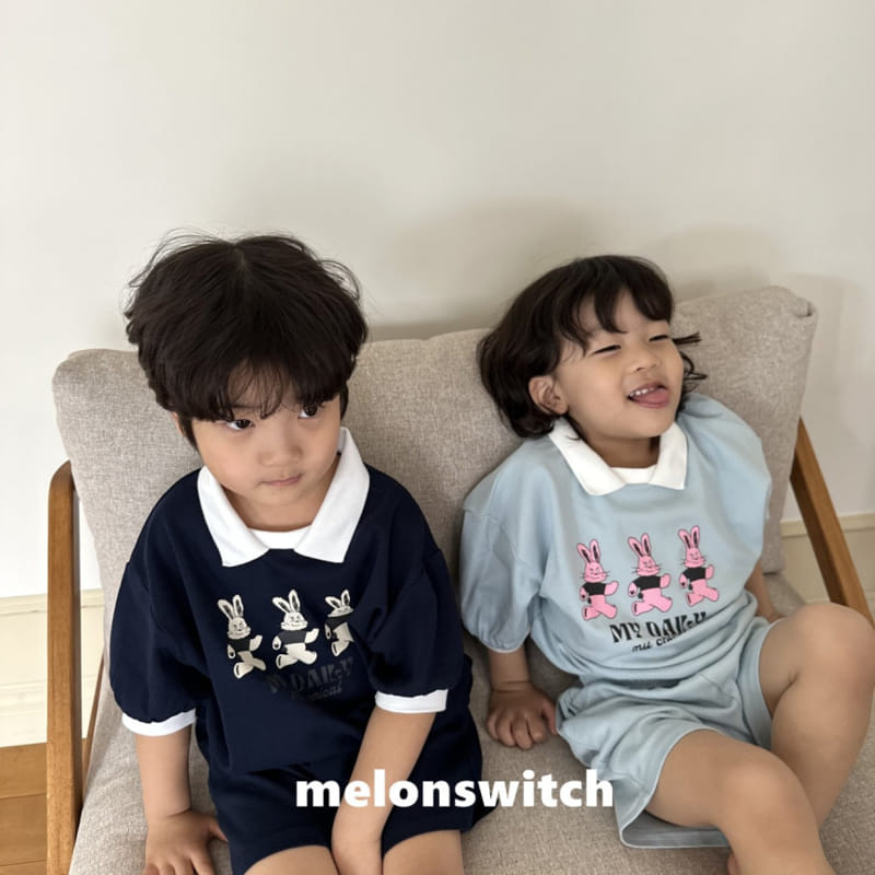 Melon Switch - Korean Children Fashion - #fashionkids - Rabbit Collar Top Bottom Set - 3