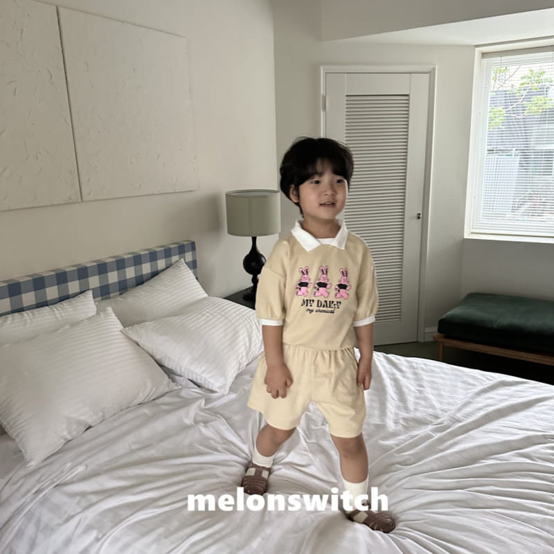 Melon Switch - Korean Children Fashion - #fashionkids - Rabbit Collar Top Bottom Set - 4