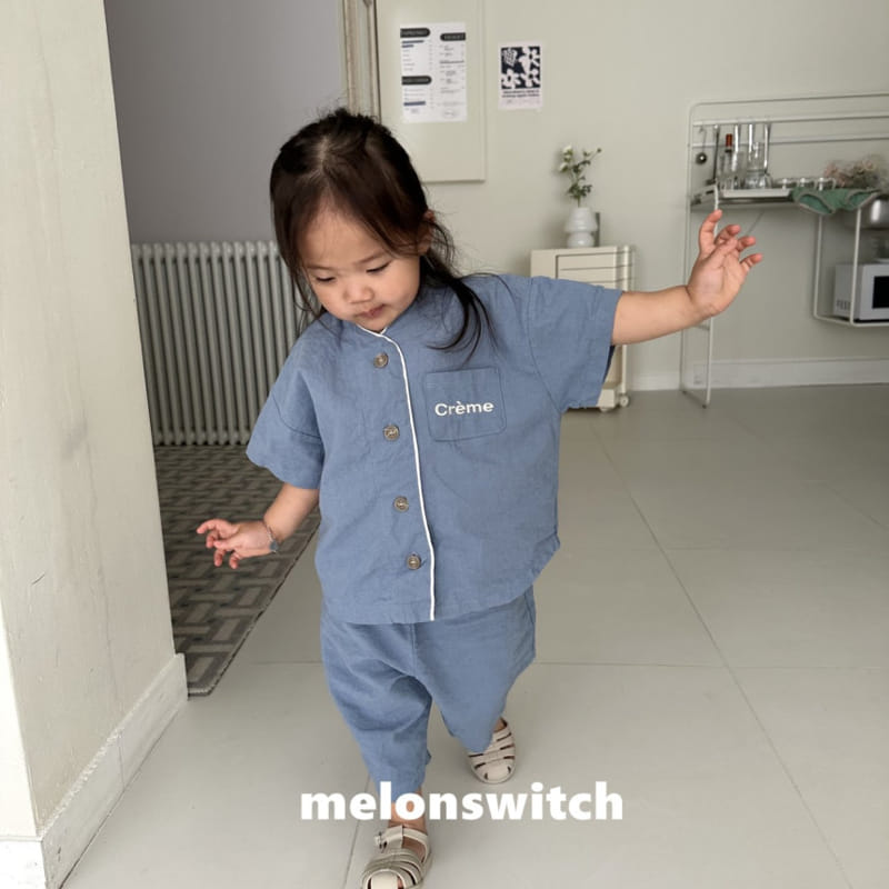 Melon Switch - Korean Children Fashion - #kidsstore - Cream Linen Top Bottom Set - 5