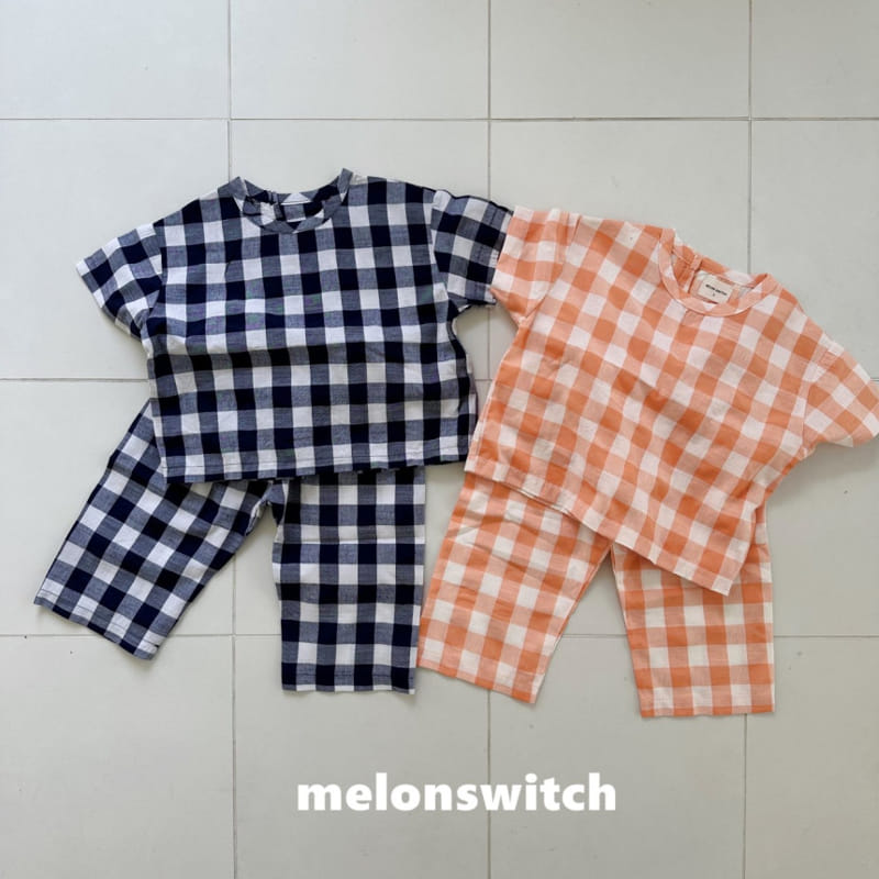 Melon Switch - Korean Children Fashion - #kidsstore - Banana Check Top Bottom Set