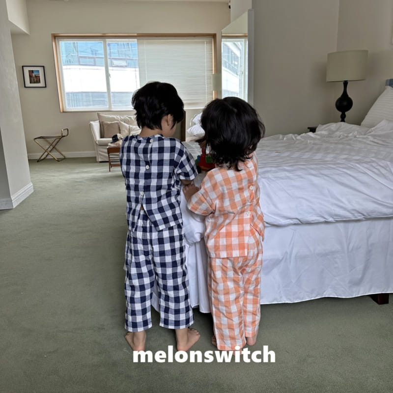 Melon Switch - Korean Children Fashion - #Kfashion4kids - Banana Check Top Bottom Set - 4