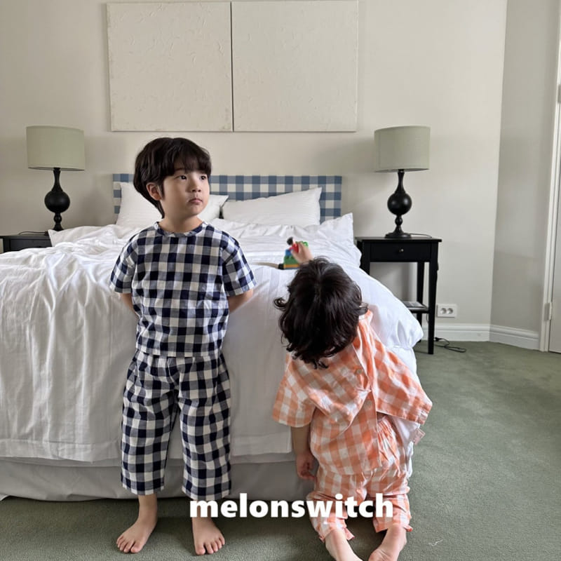 Melon Switch - Korean Children Fashion - #magicofchildhood - Banana Check Top Bottom Set - 5