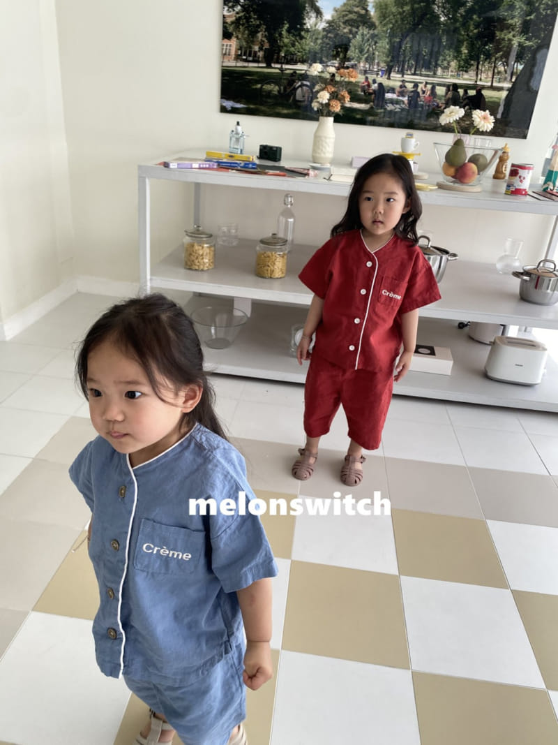 Melon Switch - Korean Children Fashion - #minifashionista - Cream Linen Top Bottom Set - 10