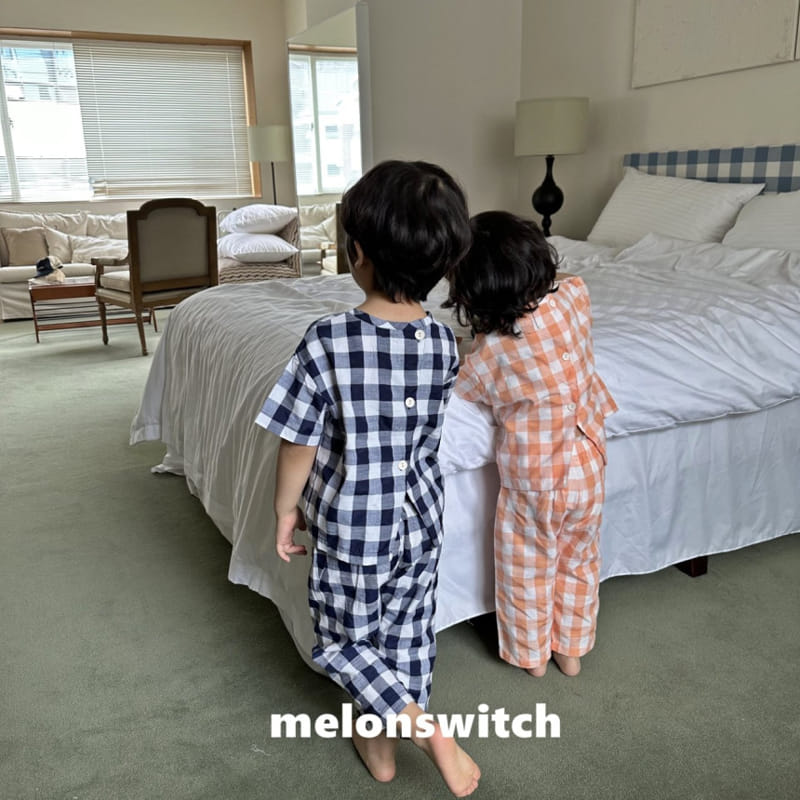 Melon Switch - Korean Children Fashion - #minifashionista - Banana Check Top Bottom Set - 6
