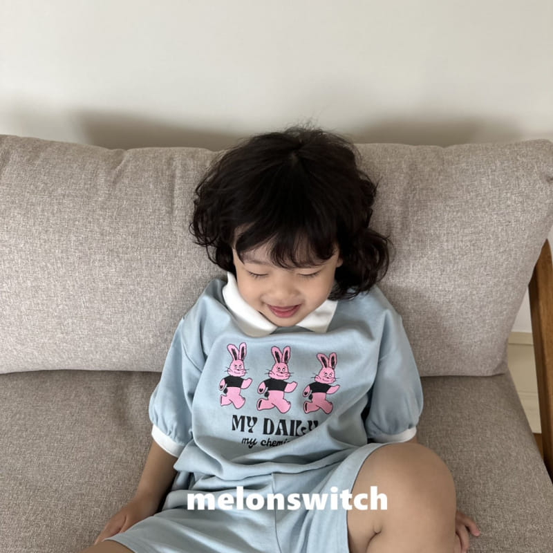 Melon Switch - Korean Children Fashion - #prettylittlegirls - Rabbit Collar Top Bottom Set - 11