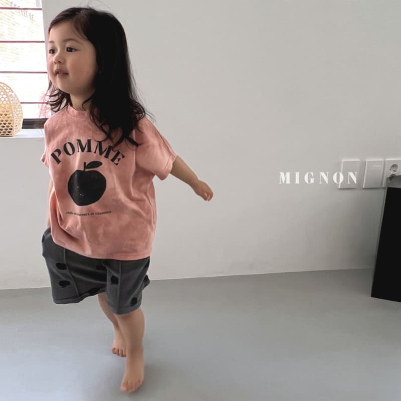 Mignon - Korean Children Fashion - #kidsshorts - Apple Dolmon Tee