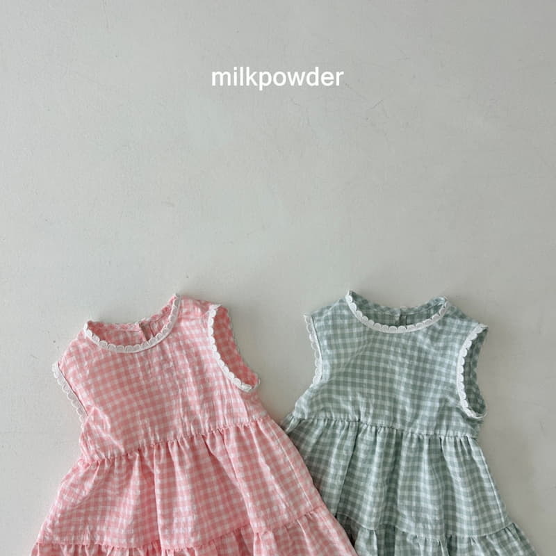 Milk Powder - Korean Children Fashion - #designkidswear - Check One-piece - 3