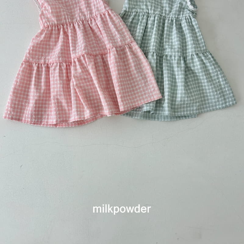 Milk Powder - Korean Children Fashion - #designkidswear - Check One-piece - 4
