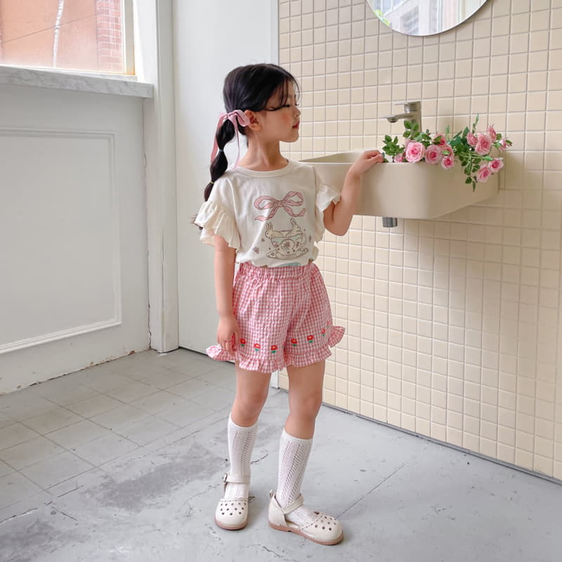 Momo Ann - Korean Children Fashion - #childofig - Flower Check Shorts - 6