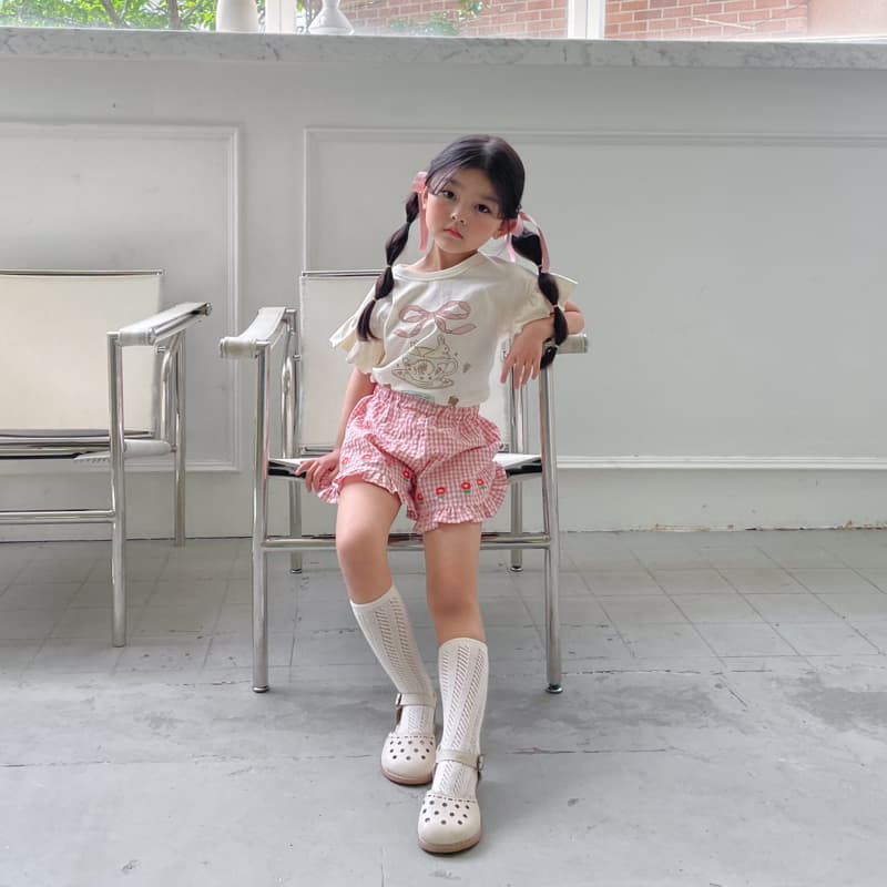 Momo Ann - Korean Children Fashion - #fashionkids - Flower Check Shorts - 10