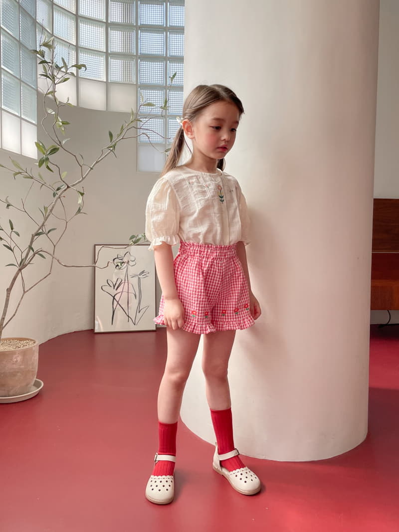 Momo Ann - Korean Children Fashion - #todddlerfashion - Flower Check Shorts - 3
