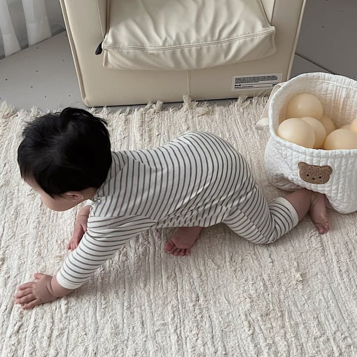 Night Bebe - Korean Baby Fashion - #babyfever - Stripes Bodysuit - 5