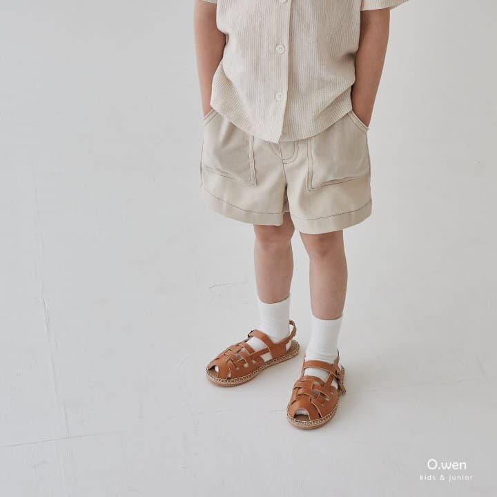 O Wen - Korean Children Fashion - #kidzfashiontrend - Stitch Linen Shorts