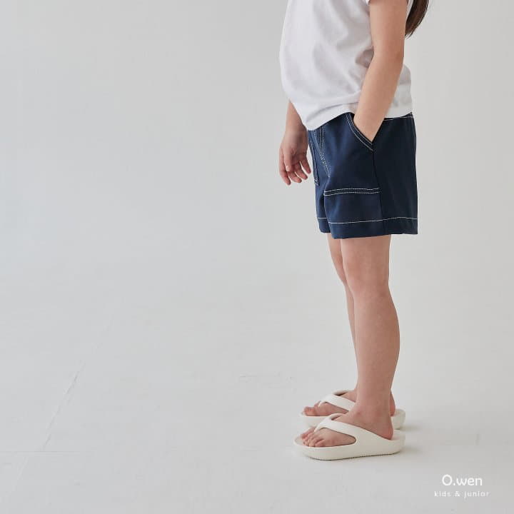 O Wen - Korean Children Fashion - #todddlerfashion - Stitch Linen Shorts - 7