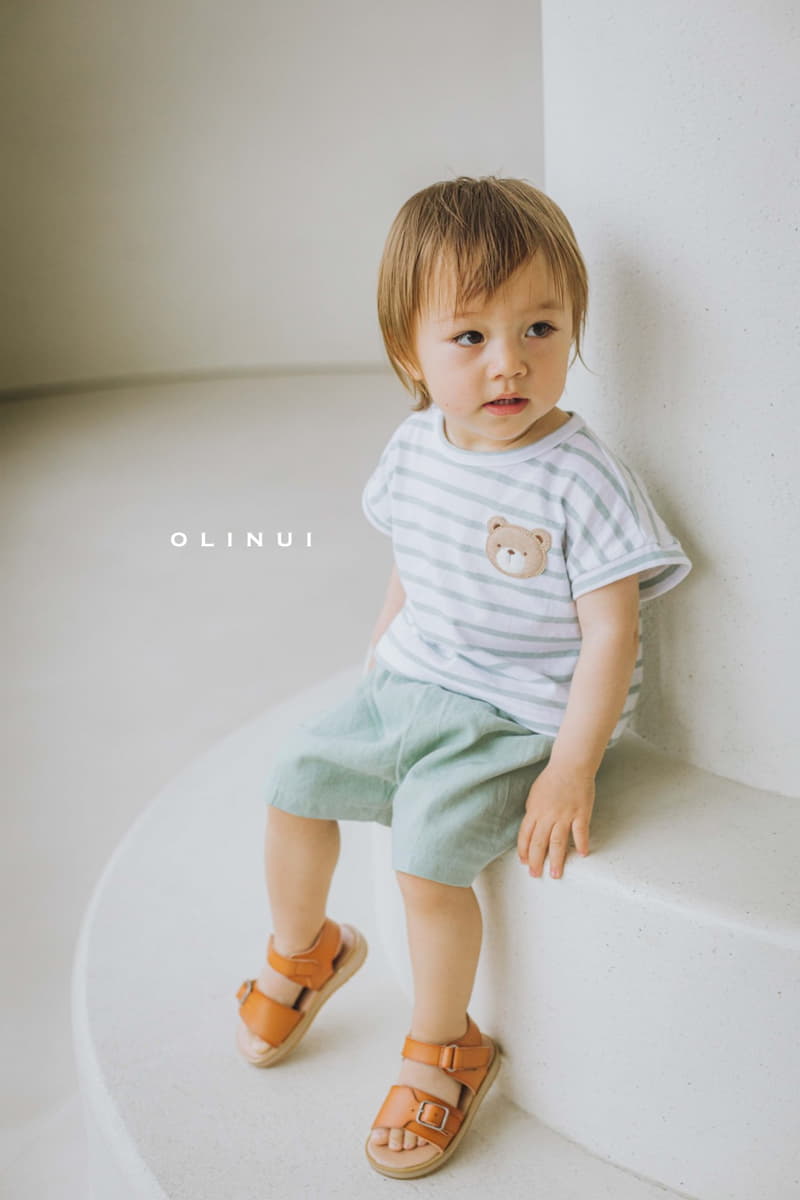 Olinui - Korean Baby Fashion - #babyoutfit - Magic Bear Button Tee - 12