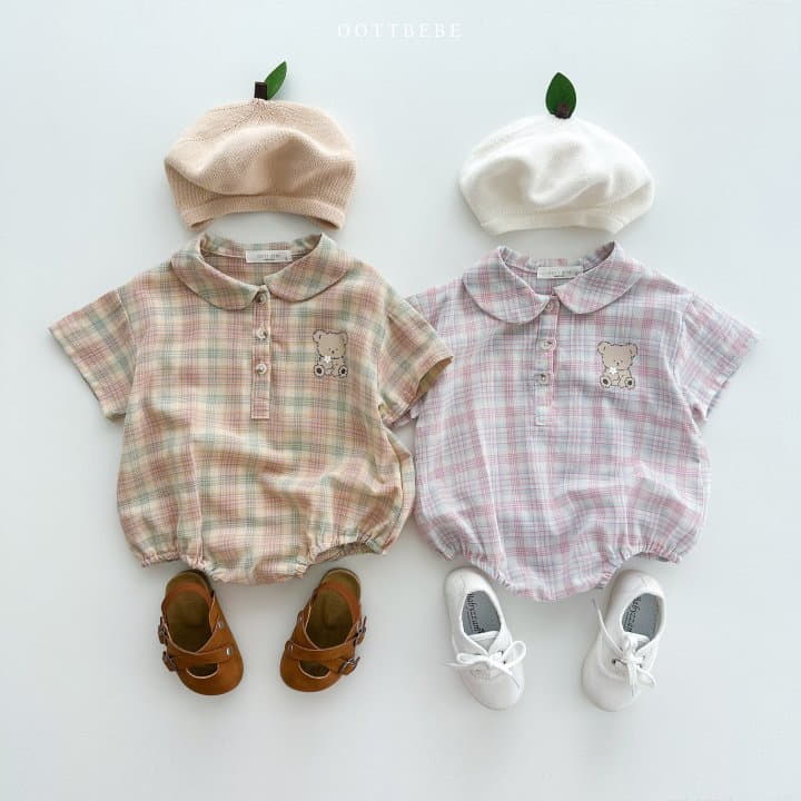 Oott Bebe - Korean Baby Fashion - #babyclothing - Coou Check Bodysuit - 7