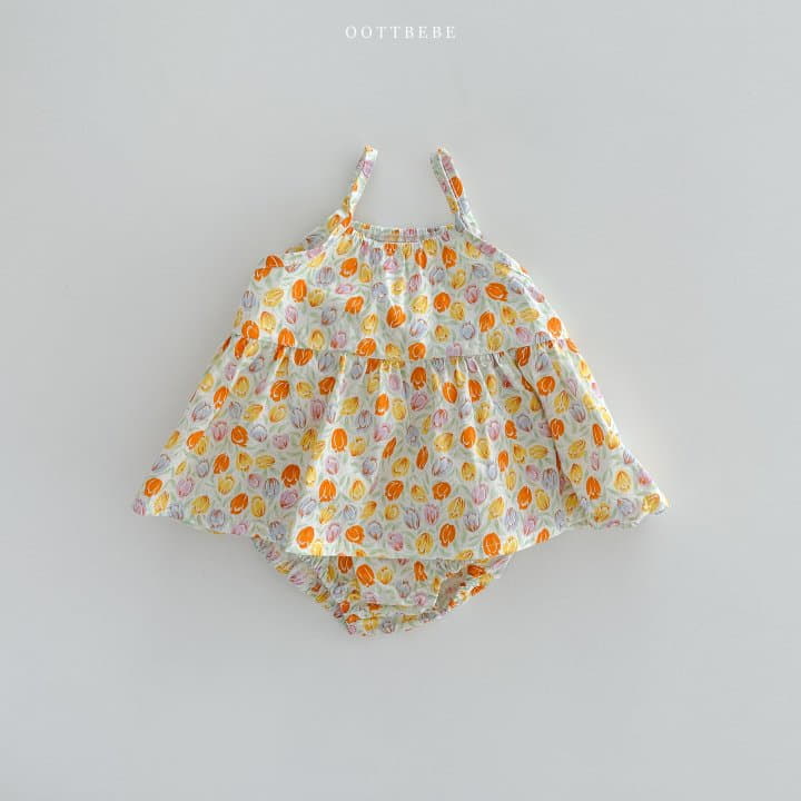 Oott Bebe - Korean Baby Fashion - #babyoutfit - Garden Sleeveless Bodysuit Bloomer Set - 2