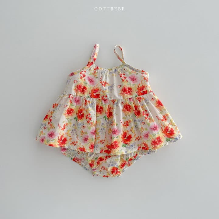 Oott Bebe - Korean Baby Fashion - #babyoutfit - Garden Sleeveless Bodysuit Bloomer Set - 3