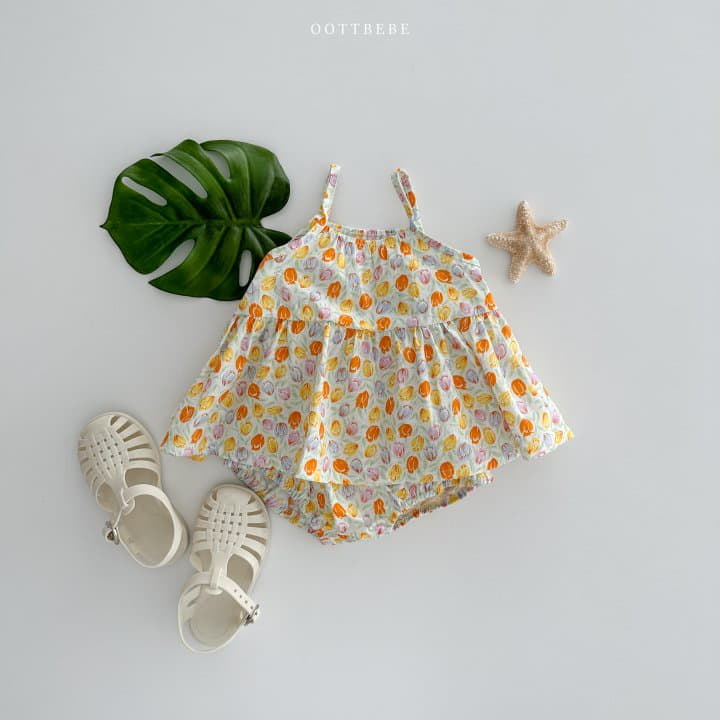 Oott Bebe - Korean Baby Fashion - #onlinebabyboutique - Garden Sleeveless Bodysuit Bloomer Set - 5
