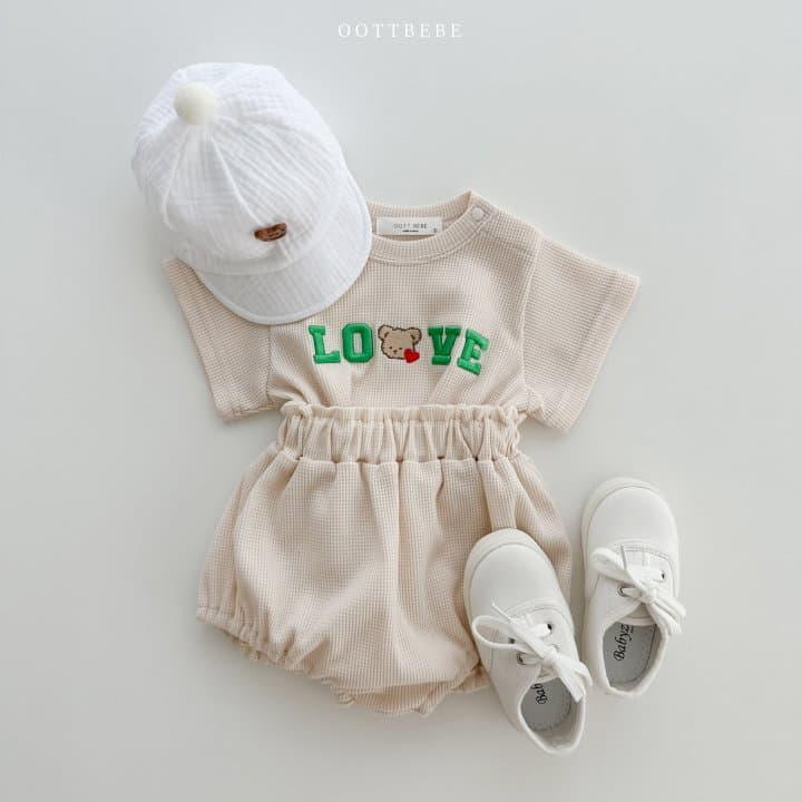 Oott Bebe - Korean Baby Fashion - #onlinebabyshop - Love Waffle Bloomer Set