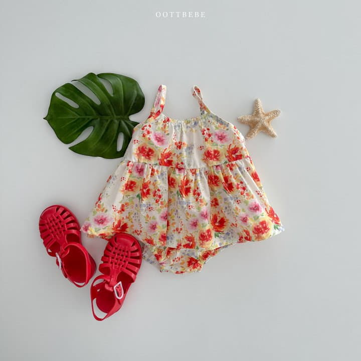 Oott Bebe - Korean Baby Fashion - #onlinebabyshop - Garden Sleeveless Bodysuit Bloomer Set - 6