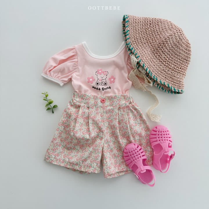 Oott Bebe - Korean Children Fashion - #kidsshorts - Daisy Puff Tee