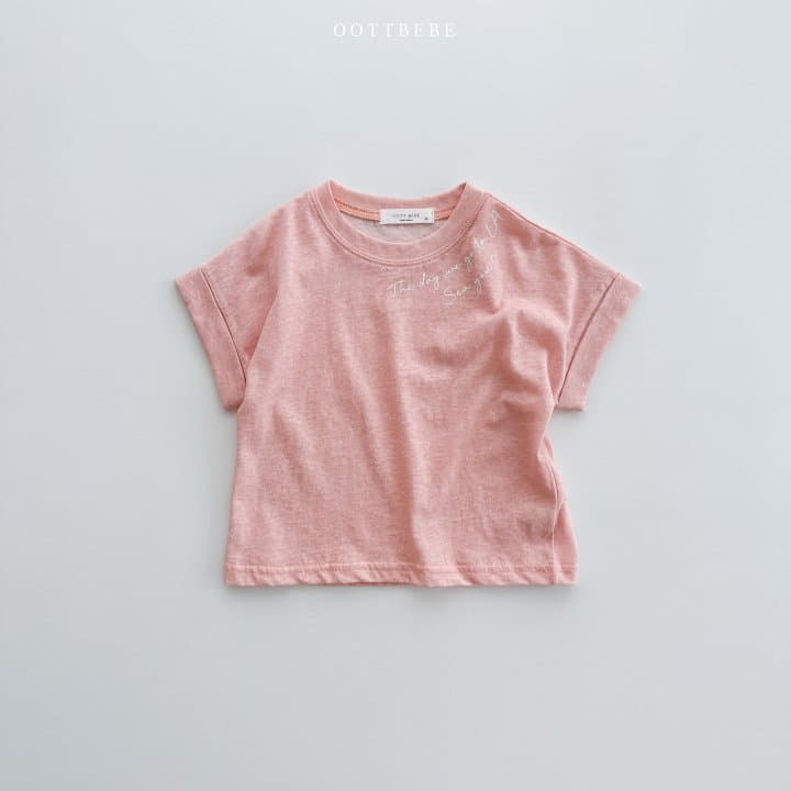 Oott Bebe - Korean Children Fashion - #littlefashionista - Lettering Roll-up Tee - 2
