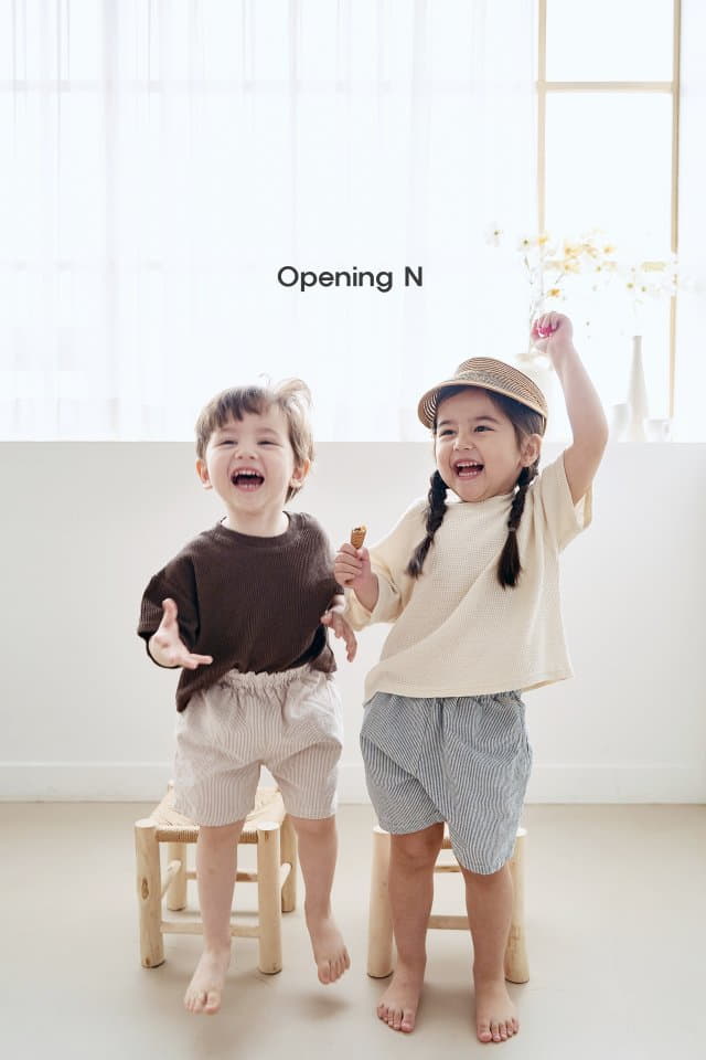 Opening & - Korean Children Fashion - #kidsshorts - Snad Waffle Tee