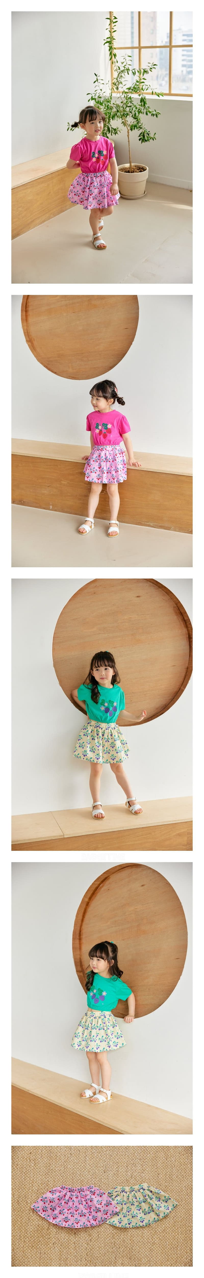 Orange Mom - Korean Children Fashion - #kidsstore - Strawberry Print Skirt