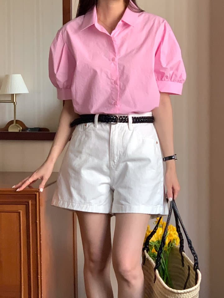Osense - Korean Women Fashion - #momslook - Jenny Puff Short Sleeves Blouse