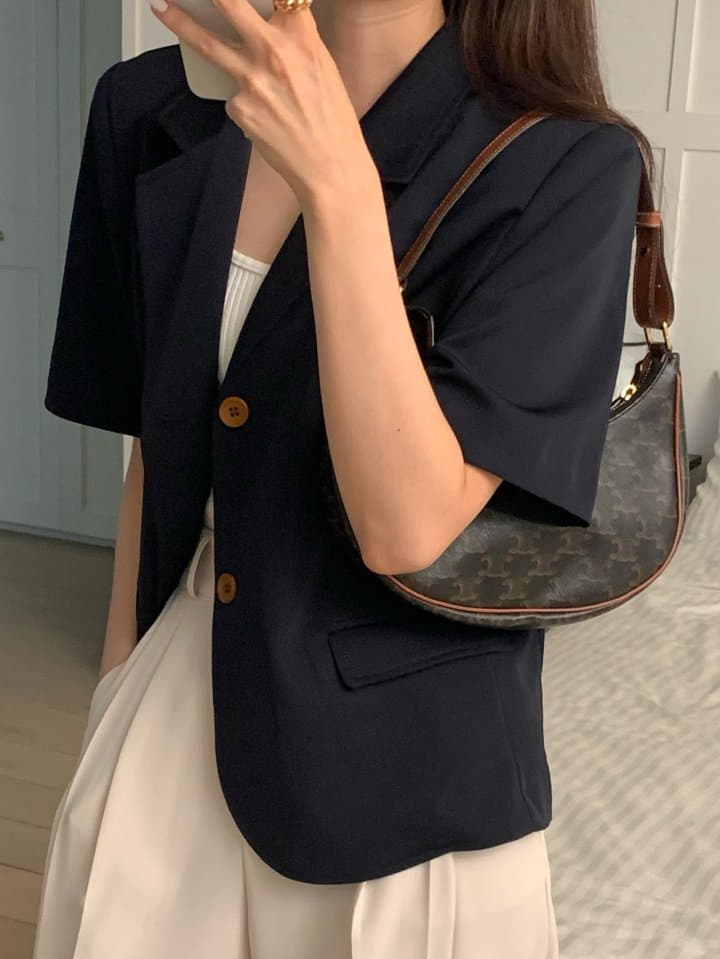 Osense - Korean Women Fashion - #momslook - Base Short Sleeves Jacket - 2