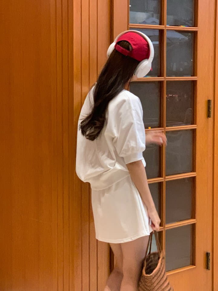 Osense - Korean Women Fashion - #vintagekidsstyle - Love Short Sleeves Sweatshirt - 4