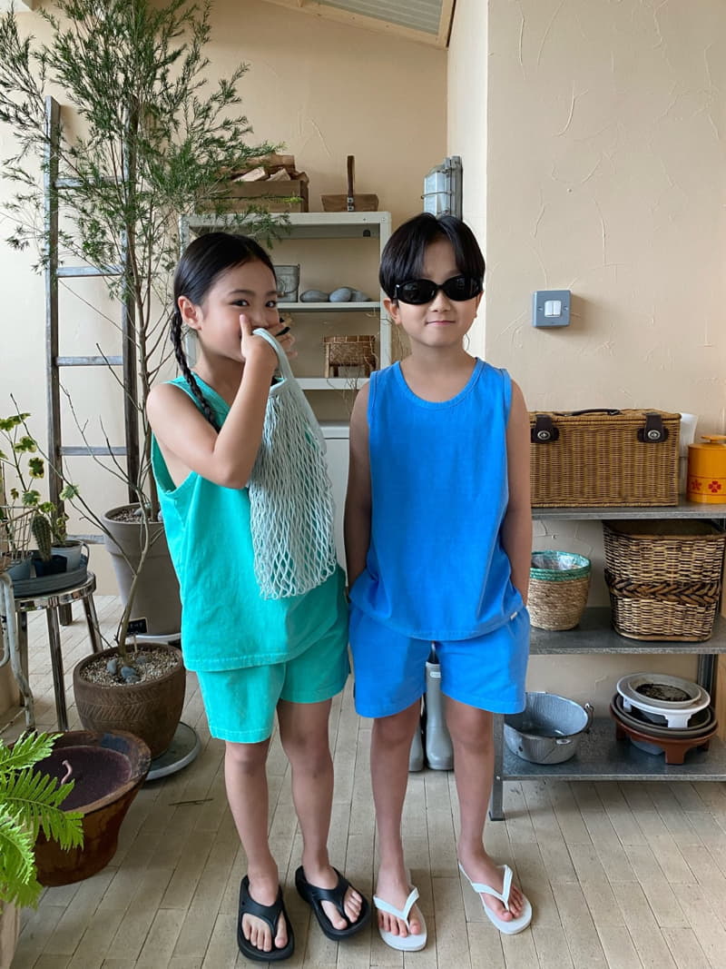 Our - Korean Children Fashion - #discoveringself - Pigment Sleeveless Top Bottom Set