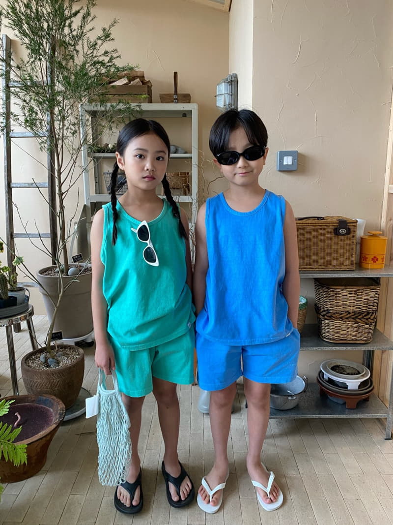 Our - Korean Children Fashion - #fashionkids - Pigment Sleeveless Top Bottom Set - 2