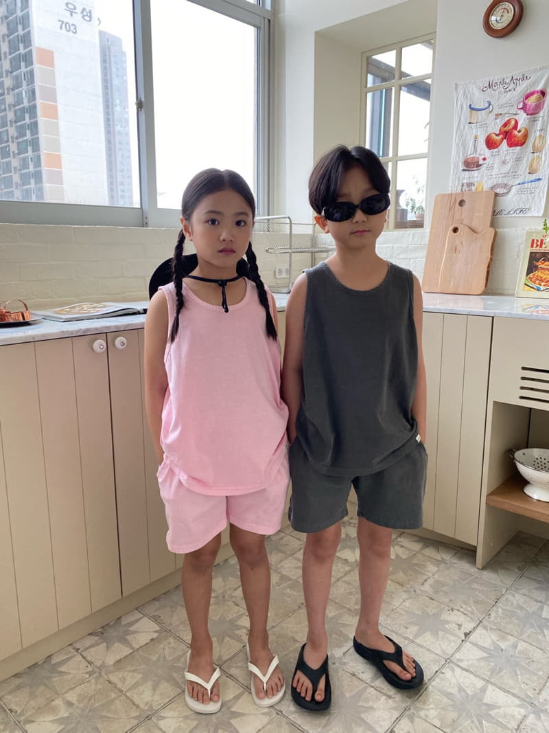 Our - Korean Children Fashion - #kidsshorts - Pigment Sleeveless Top Bottom Set - 3