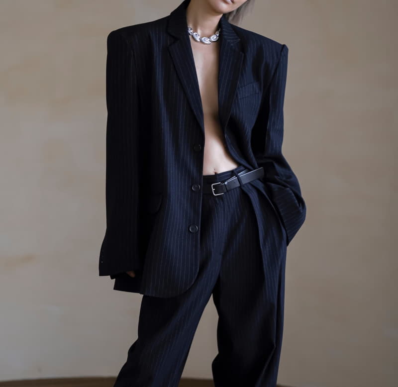 Paper Moon - Korean Women Fashion - #momslook - Pin Stripes Jacket - 12
