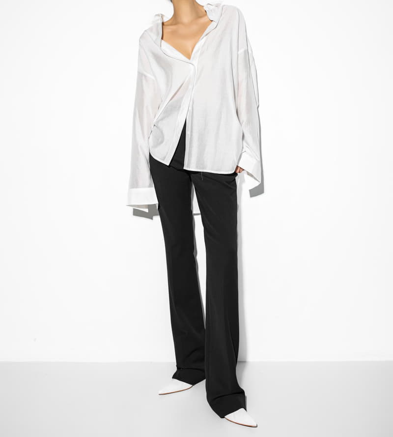 Paper Moon - Korean Women Fashion - #momslook - Sheer Silky Shirt