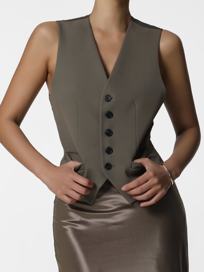 Paper Moon - Korean Women Fashion - #momslook - Five Button Down Tailored Suit Vest  - 12