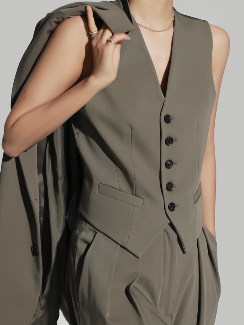 Paper Moon - Korean Women Fashion - #momslook - Five Button Down Tailored Suit Vest  - 6