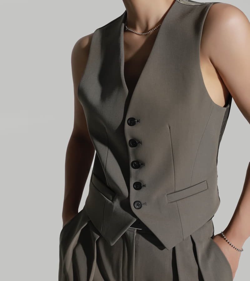 Paper Moon - Korean Women Fashion - #momslook - Five Button Down Tailored Suit Vest  - 8