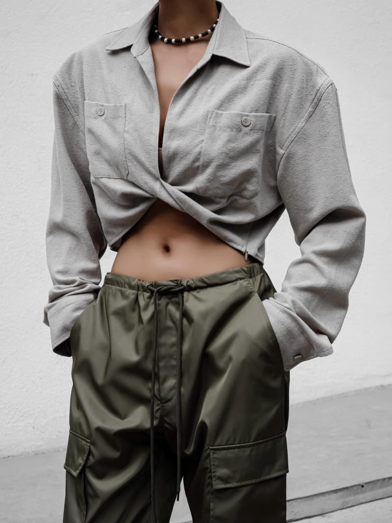 Paper Moon - Korean Women Fashion - #momslook - Twist Crop Linen Shir - 8