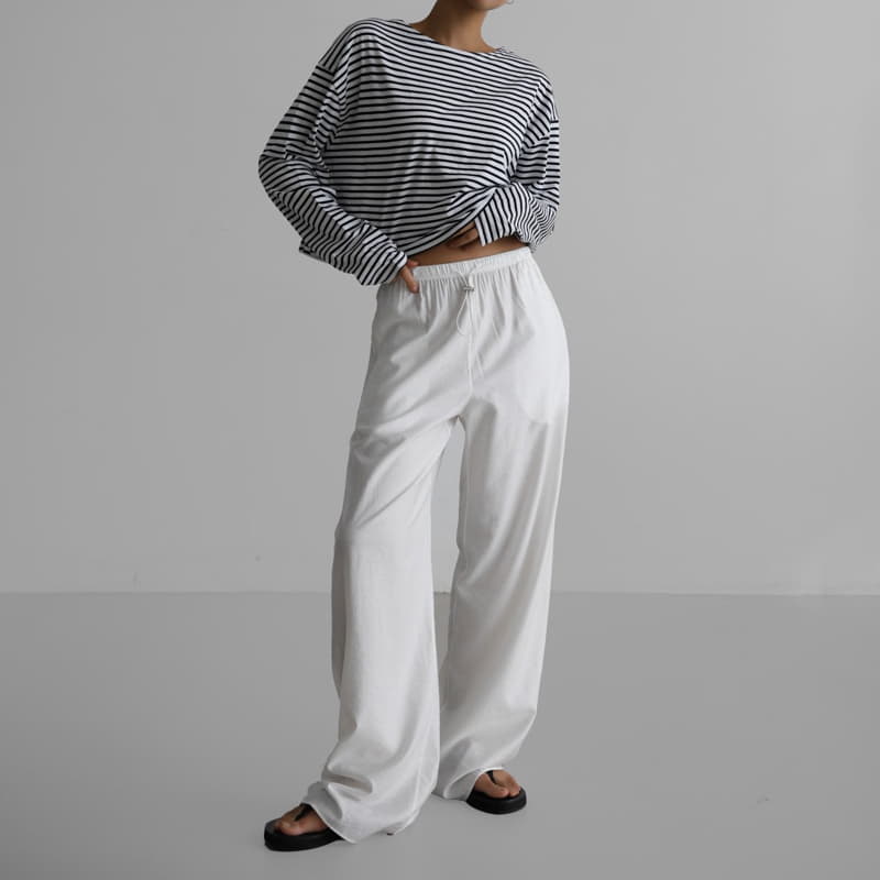 Paper Moon - Korean Women Fashion - #momslook - Crop Stripes Tee