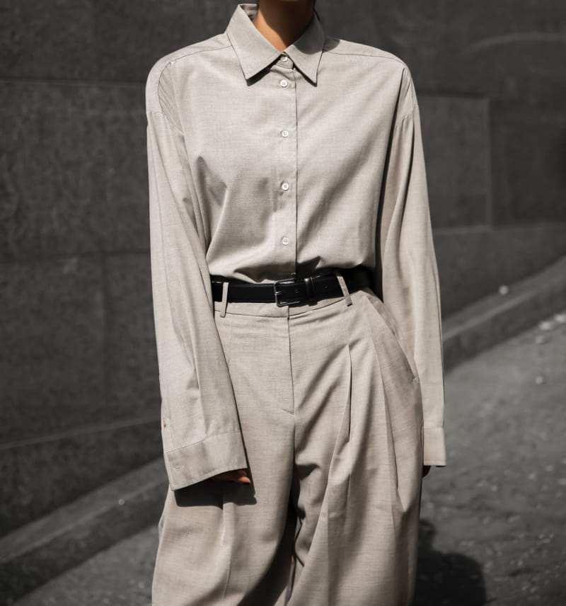 Paper Moon - Korean Women Fashion - #momslook - Oversized Wool Blend Button Down Shirt - 5