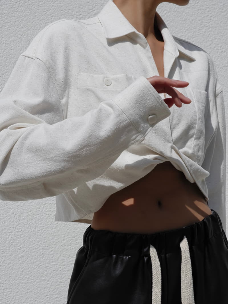 Paper Moon - Korean Women Fashion - #restrostyle - Twist Crop Linen Shir - 3