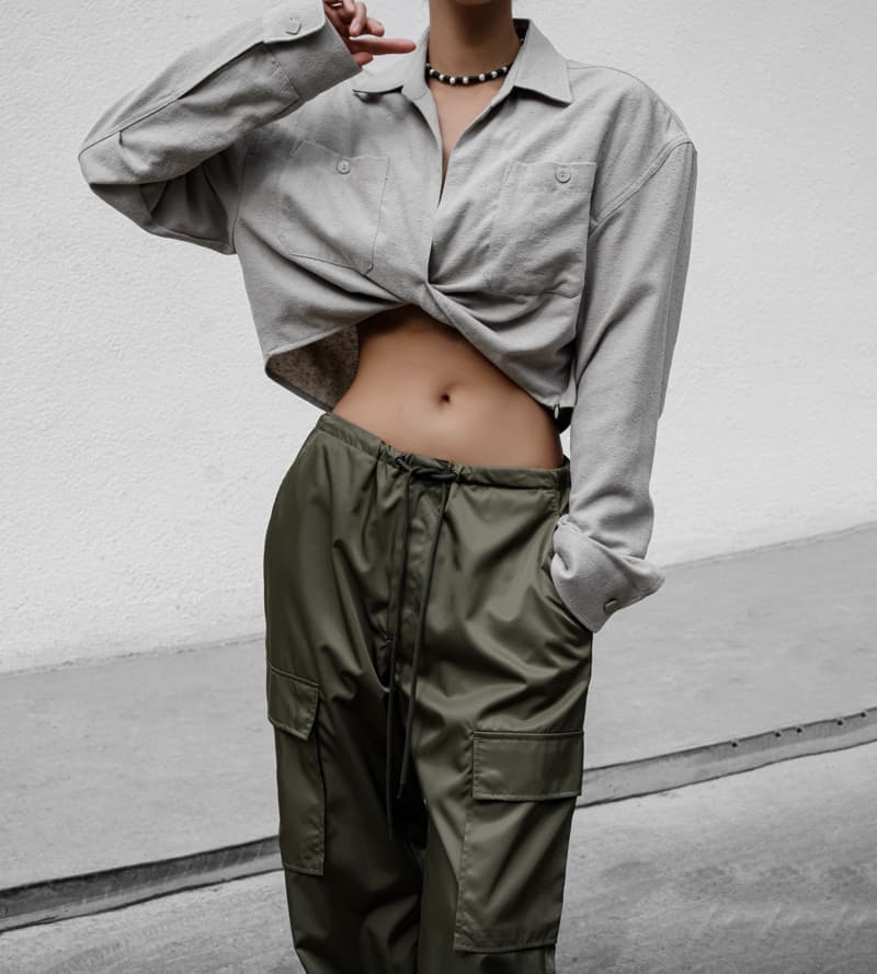 Paper Moon - Korean Women Fashion - #restrostyle - Twist Crop Linen Shir - 4