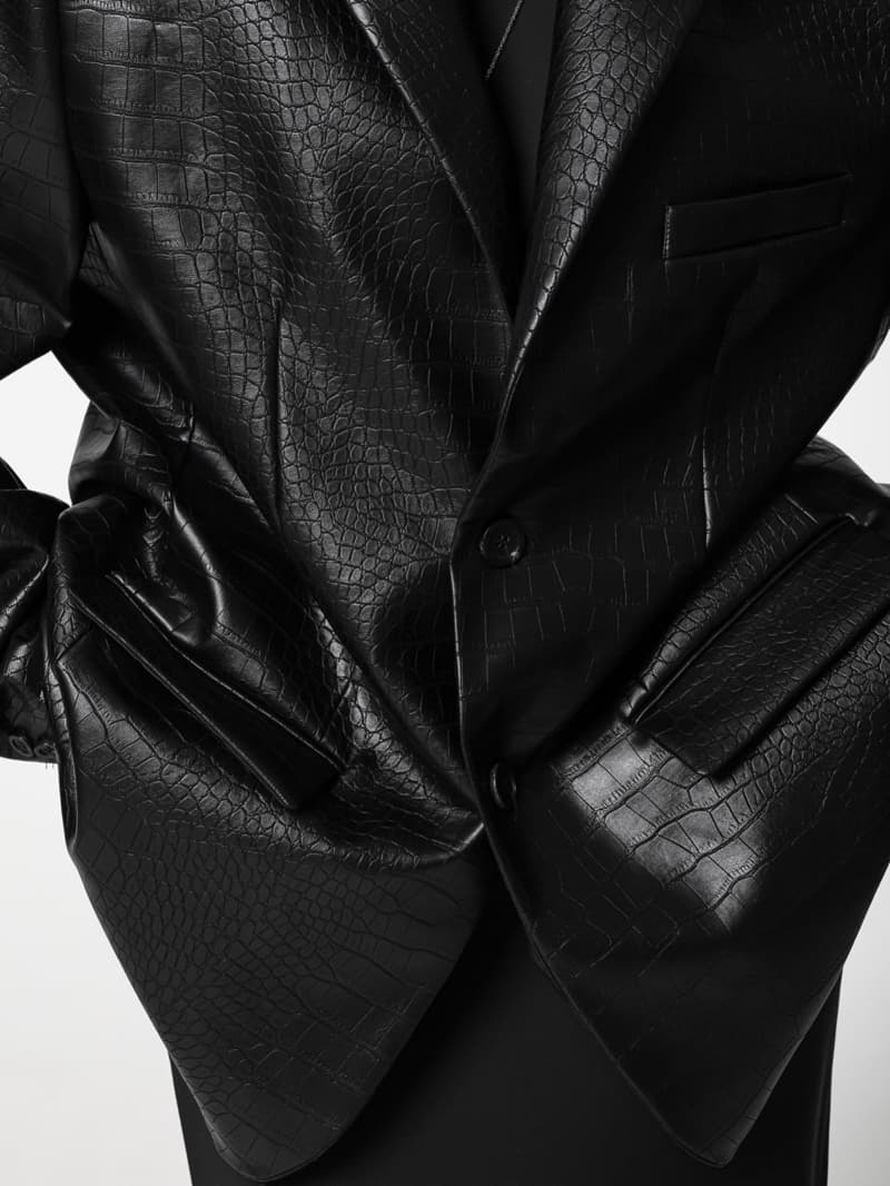 Paper Moon - Korean Women Fashion - #shopsmall - Vegan Crocodile Leather Single Breasted Blazer - 4