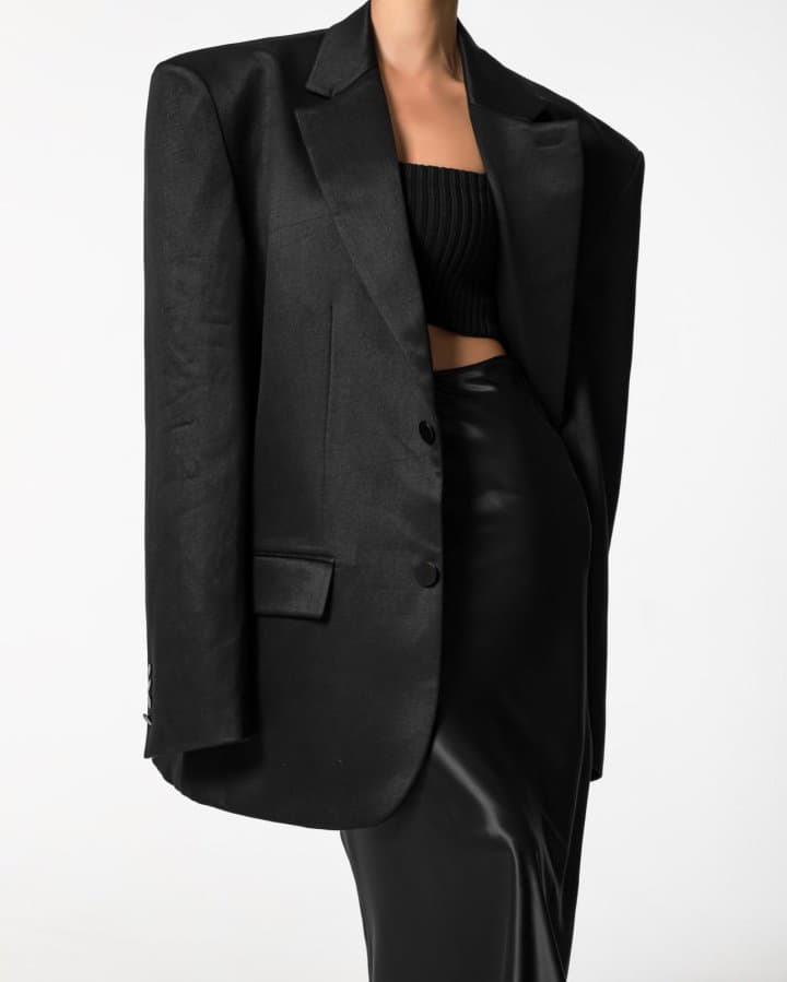 Paper Moon - Korean Women Fashion - #thelittlethings - Linen Maxi Oversized Two Button Blazer Jacket